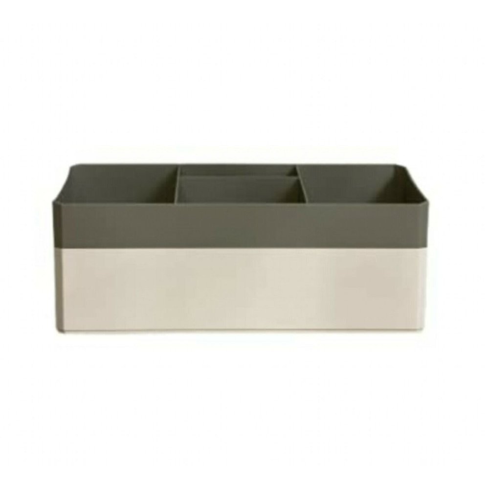 Cosmetic Storage Box Multifunctional Desktop Organizer 2 pc Gray/White Container